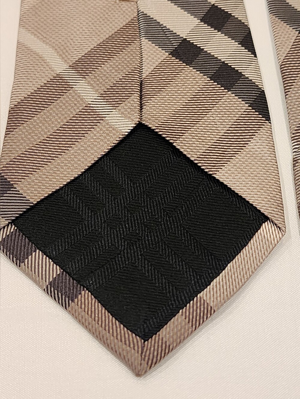 Burberry Taupe and Black Plaid Silk Tie - Picture 8 of 10
